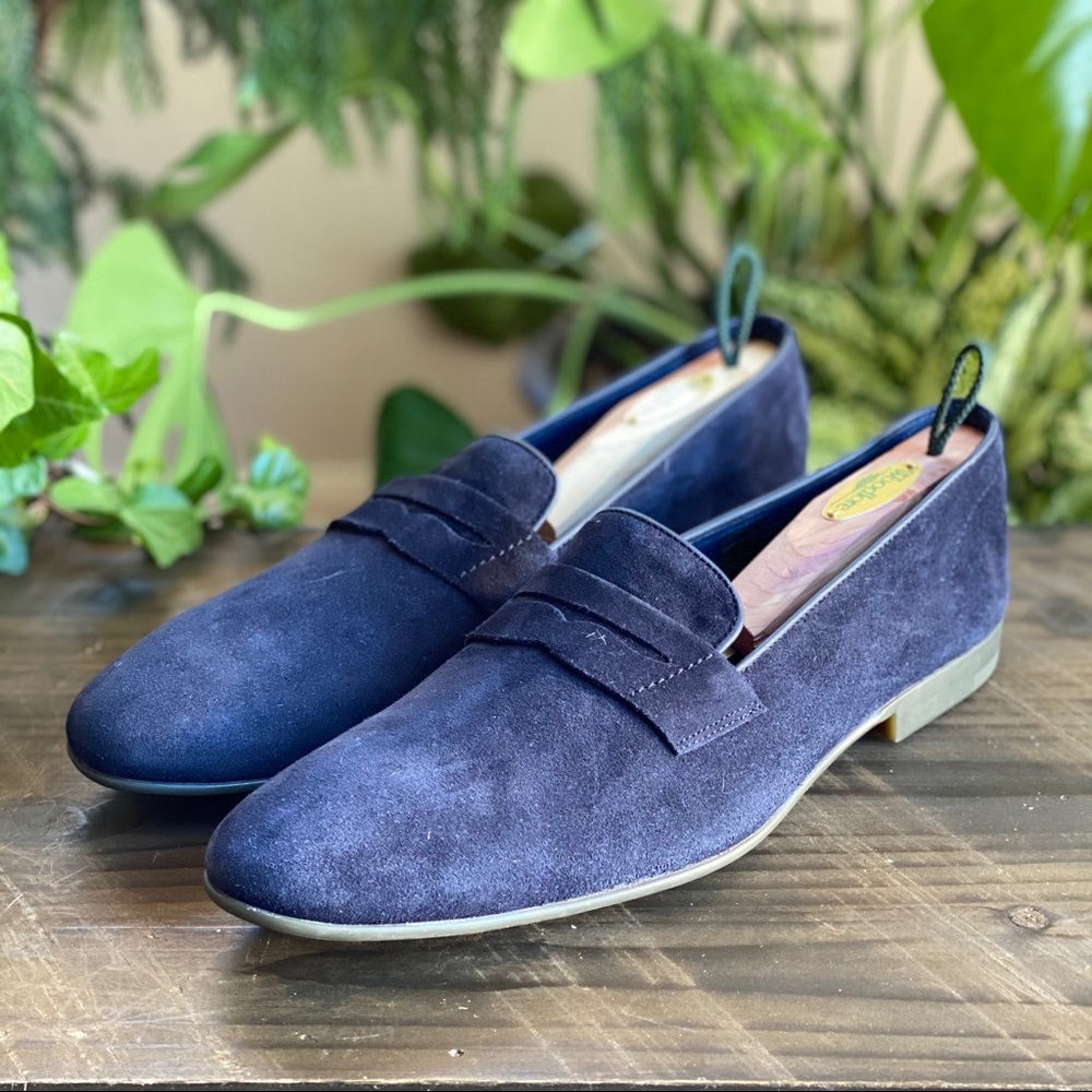 Minelli Navy Blue Suede Penny Loafers Mens 44 (11)